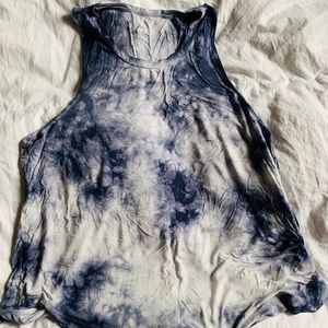 blue & white tye dye tank top